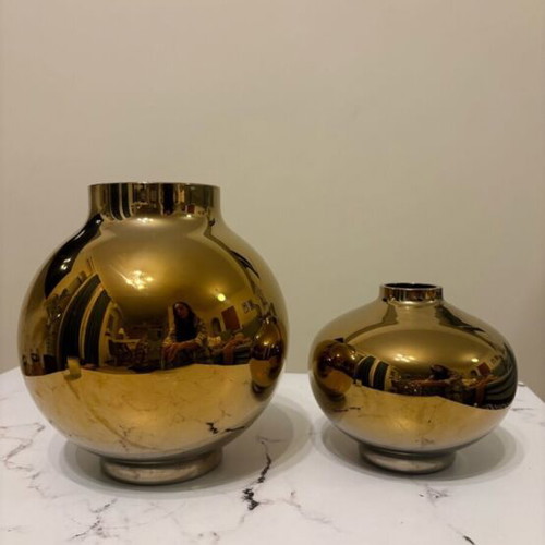 H&M Home glass vases set in golden tone new