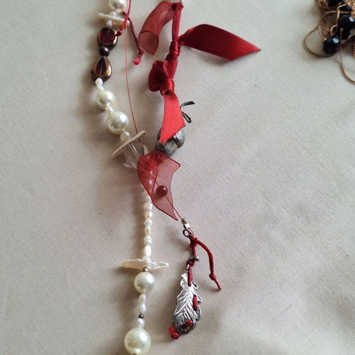 Necklace set with boho pearls and elegant cross, like new