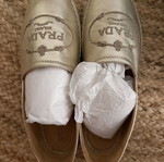 Prada leather espadrilles like new, gold, size 36