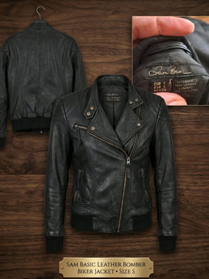 Leather jacket basic 100% leather, like new, size S, black