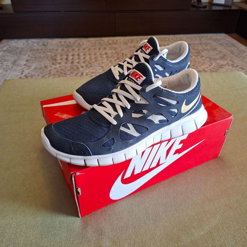 Nike Free Run+ 3 running shoes, navy blue and gold, size 46