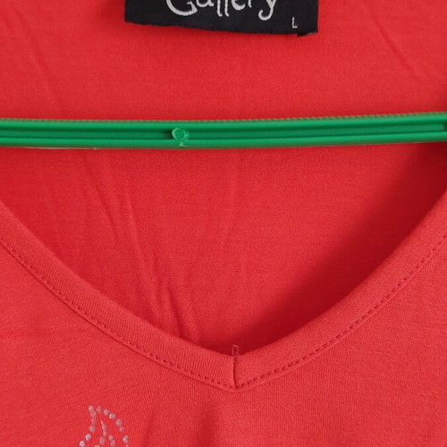 Gallery summer blouse Large like new, coral with silver design