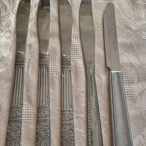 Silver-plated knives used, different designs, pack of 10