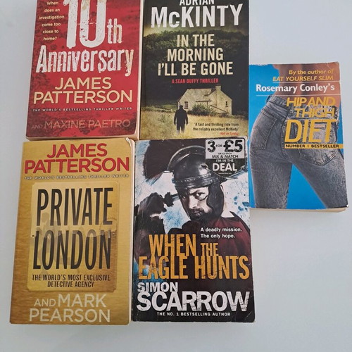 Books used, set of 5 English novels by James Patterson and others