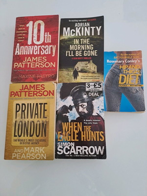 Books used, set of 5 English novels by James Patterson and others