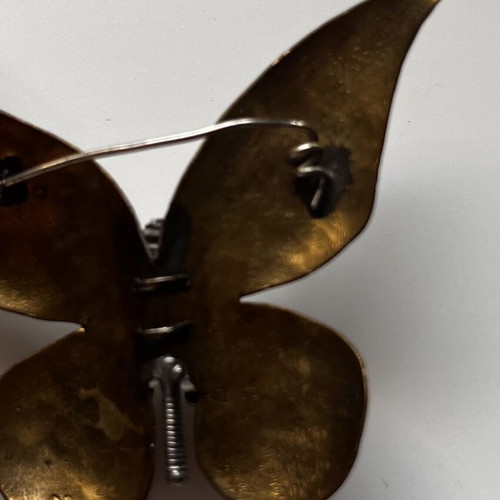 Art Deco butterfly brooch used with freshwater pearls gold tone