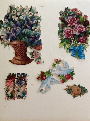 Vintage embossed paper die-cuts set of 6, 1930-1940