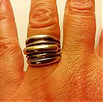  Δαχτυλίδι ασημένιο με χρυση μπάρα