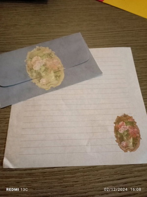 Correspondence like new, medium size, 1 sheet and envelope