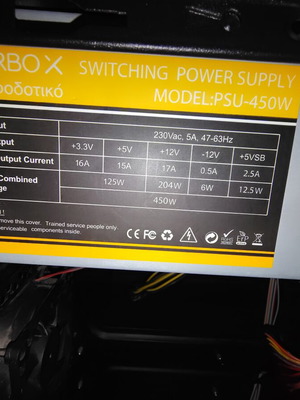 Turbo-X PSU-450W τροφοδοτικό