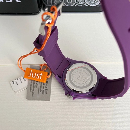 Just wristwatch new, purple, 43mm, waterproof 5atm