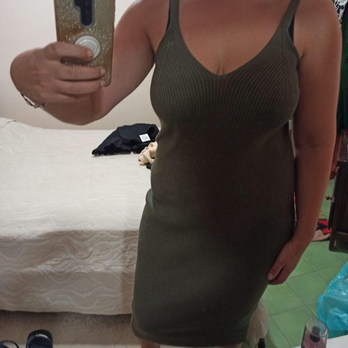 Primark ribbed midi dress No XL, olive green