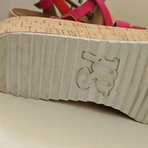 Paul Green Relax Weite platform sandals with pink suede straps