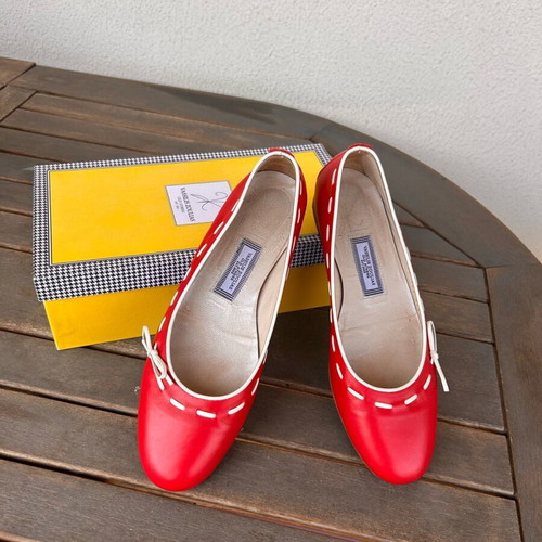 Vasilis Zoulias red leather ballet flats size 39.5 like new