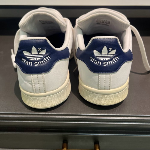 Adidas Stan Smith sneakers used, white with blue, size 38