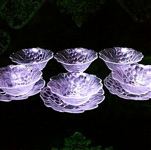 Πιάτα/μπολ 9 τμ. Hoya Crystal Art "Grape & Leaves" Japan 80'
