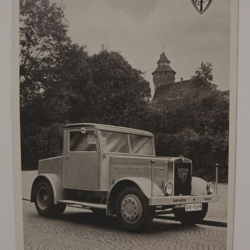 Two FAUN - WERKE NURNBERG advertising postcards used with trucks