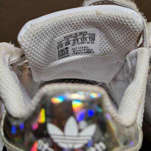 Adidas Stan Smith CF kids sneakers size 23, white with iridescent detail