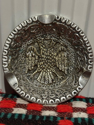Vintage brass ashtray with double-headed eagle like new