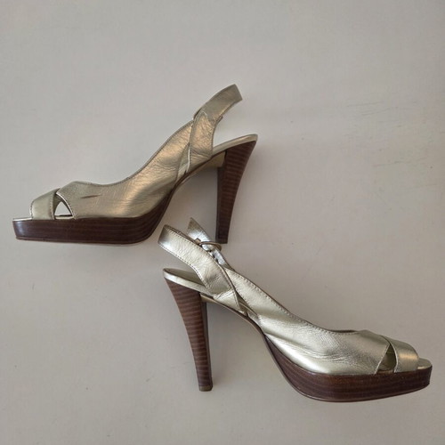 Dune London Gold Metallic Leather Slingback Heels used