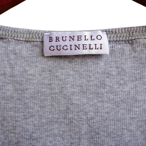 Brunello Cucinelli silver embellished scoop-neck tank top like new, size M