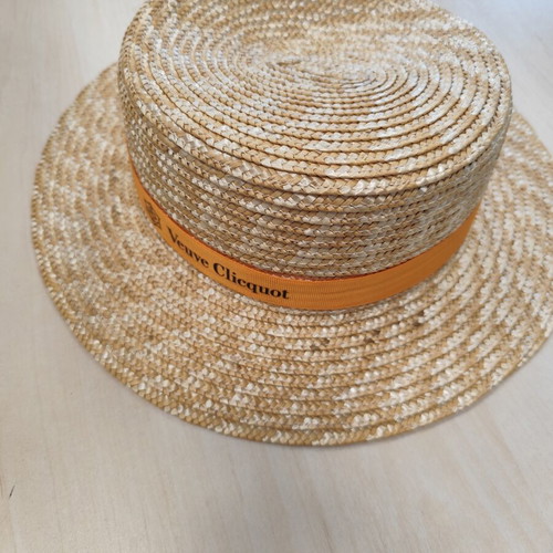 Straw hat Veuve Clicquot Champagne new, beige and yellow