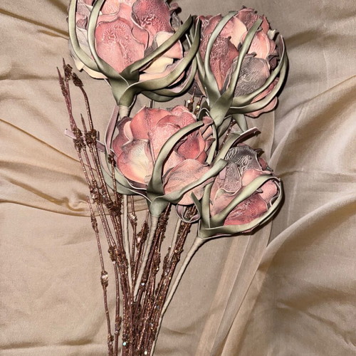 Protea decorative flower bouquet new, vintage shades
