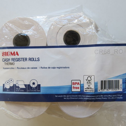 Sigma cash register rolls thermo paper like new, pack of 10 pieces