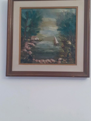 Маслена живопис с красиви цветове в винтидж рамка.