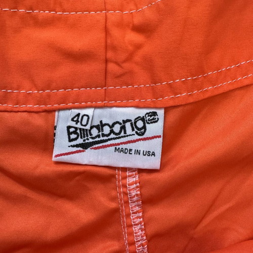 Billabong Vintage Swim Shorts Made in USA Size 40 Orange Black like new