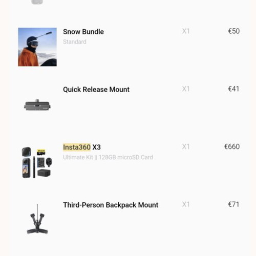 Insta360 X3 Ultimate Kit like new, snow pack, bundle