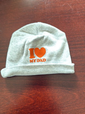 Baby hat I love my dad one size grey new