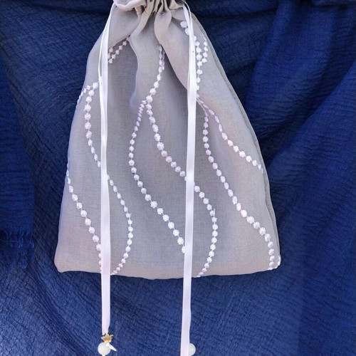 Little trio pouches handmade new set, white and gray