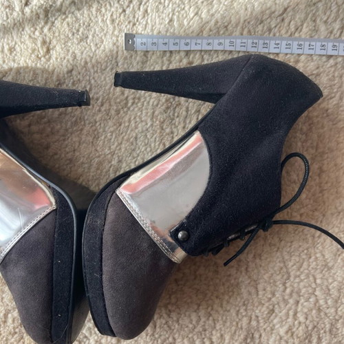 Dexim women's boots ankle boots used, black and grey suede with silver details size 40