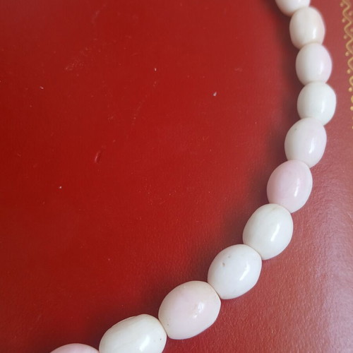 Pressed coral necklace, soft pink color, 45 cm