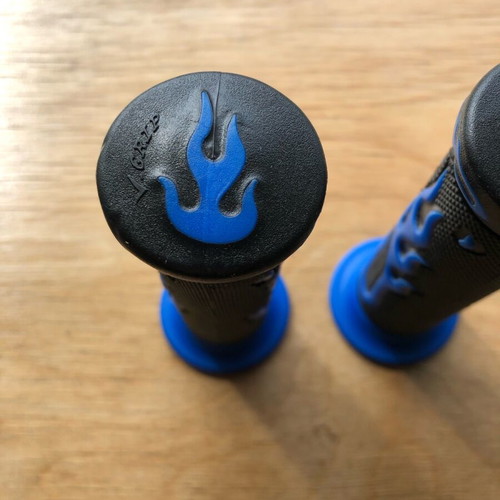 Blue-Black Grip Handles with Flames new