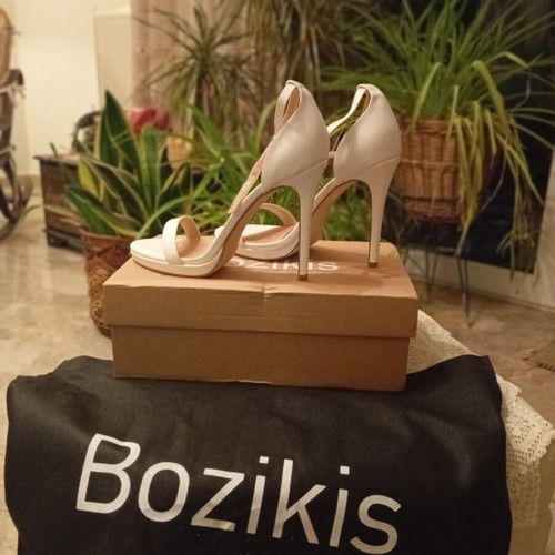Bozikis white sandal, bridal and evening, 11.5 cm heel