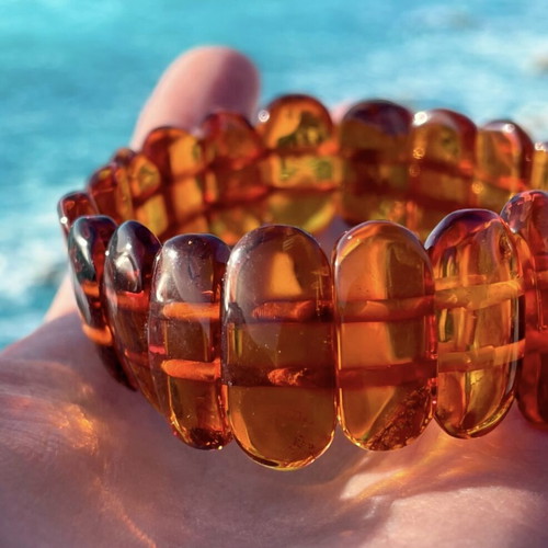 Natural Baltic Amber Bracelet new, handmade with natural inclusions