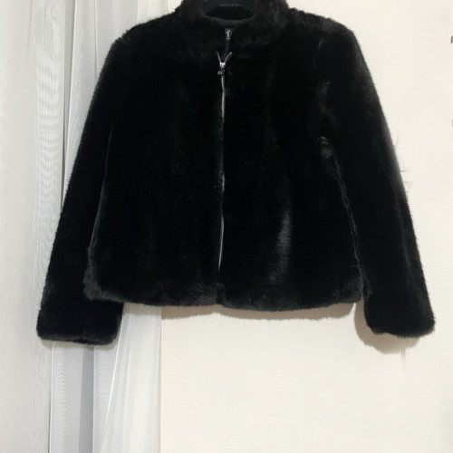 Zara black fur coat like new, size S
