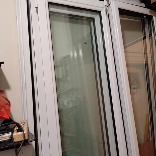 Aluminum window frames like new, set of 2 white balcony doors