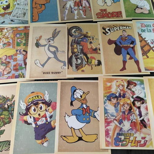 Collectible set of 32 vintage cartoon and anime postcards