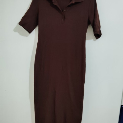 Zara midi dress with collar and buttons, brown