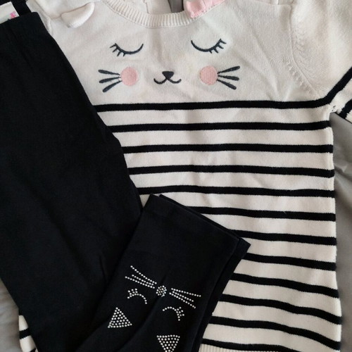 Girls' clothing set used, size 4 years, black and white