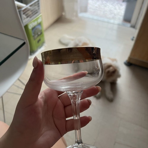 Cocktail glasses set of 6 with gold detail like new