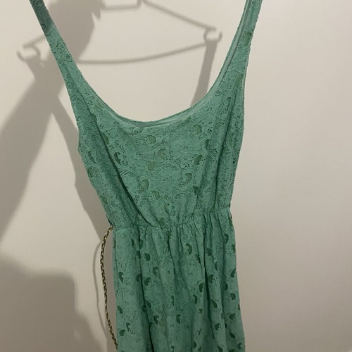 Attrattivo lace dress used, green summer color with lining and belt