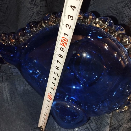 Bull blown glass used, blue decorative piece