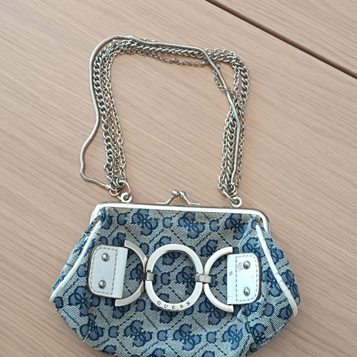 Guess Vintage Denim Monogram Shoulder Bag, Y2K
