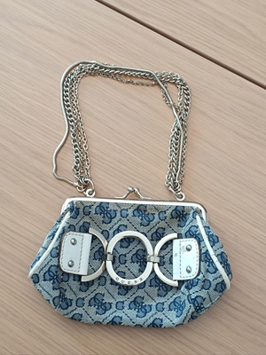 Guess Vintage Denim Monogram Shoulder Bag, Y2K