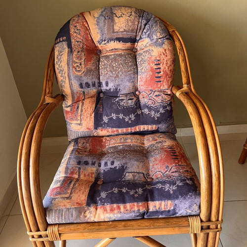 Bamboo furniture set with cushions, vintage boho style