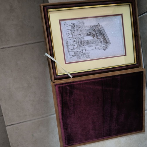 Framed drawing of the Arch of Triumph in Bucharest